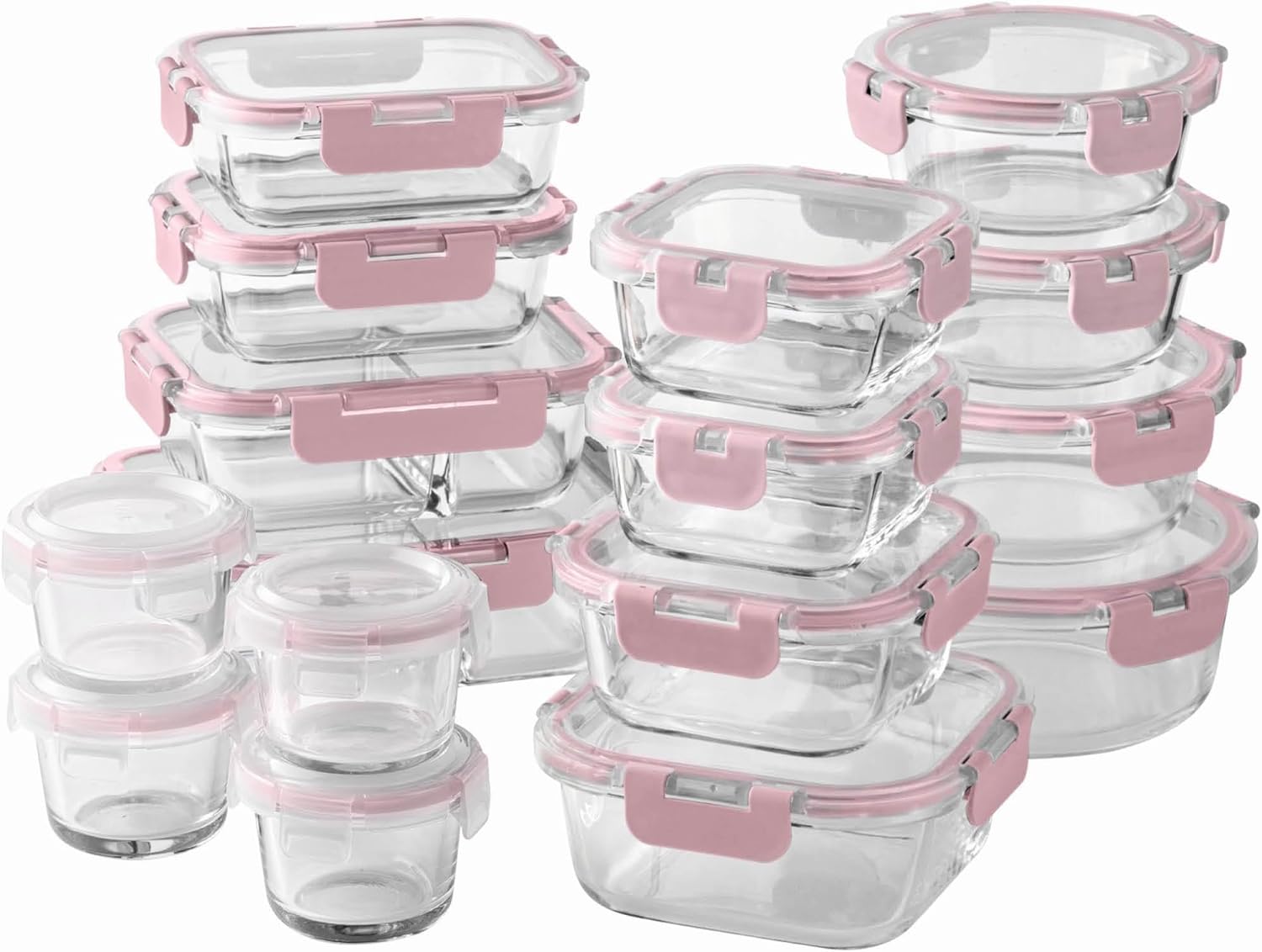 Food Storage Prep Containers - 32-Pc Borosilicate Glass Food Container Set
