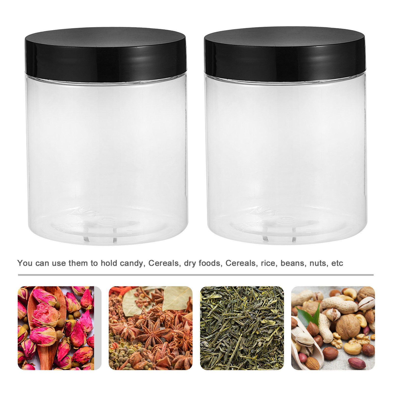 Food Storage Jars & Containers - 12Pcs Clear Plastic Storage Jars Food