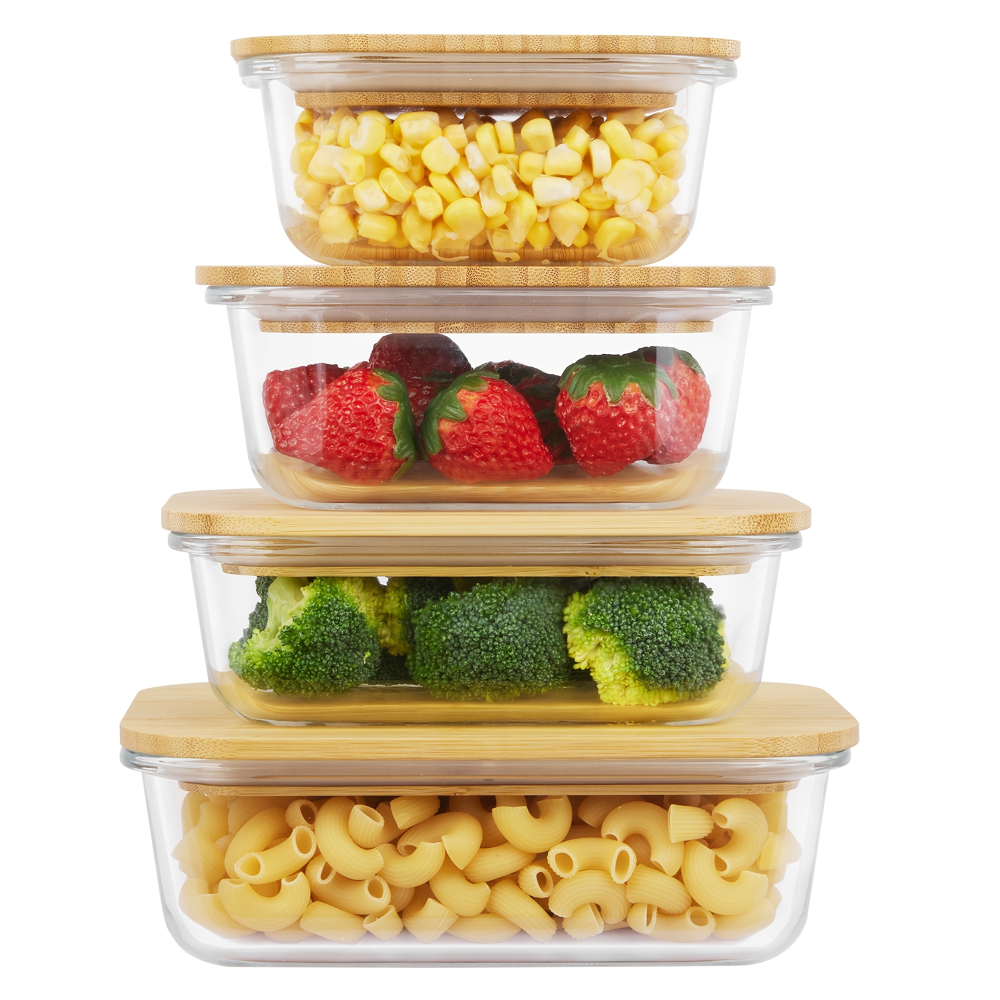 Food Storage Prep Containers - 8pcs(4pcs Containers And 4pcs Lids) Food