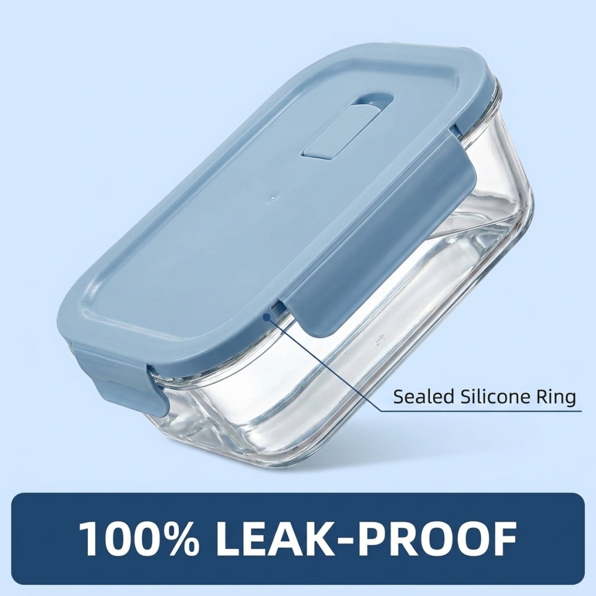 Food Storage Prep Containers - Sky Blue Glass Food Storage Container–Premium