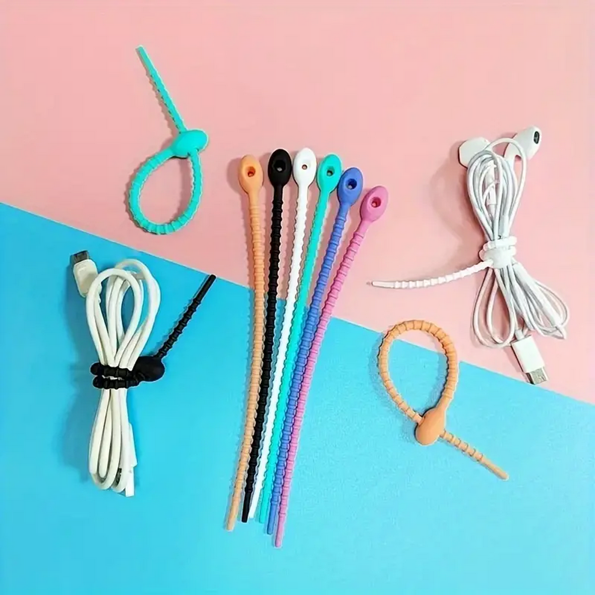 Food Storage Bag Organizer - Silicone Reusable Cable Wire Organizer, Storage