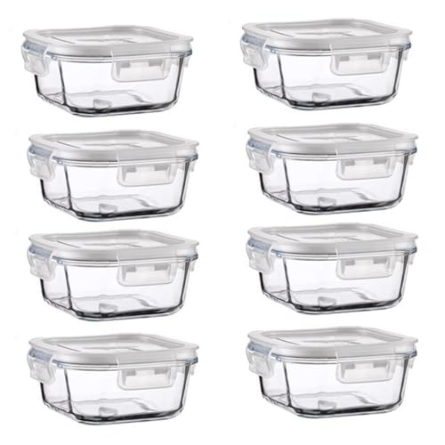 Food Storage Prep Containers - 16oz Square Glass Food Storage Containers