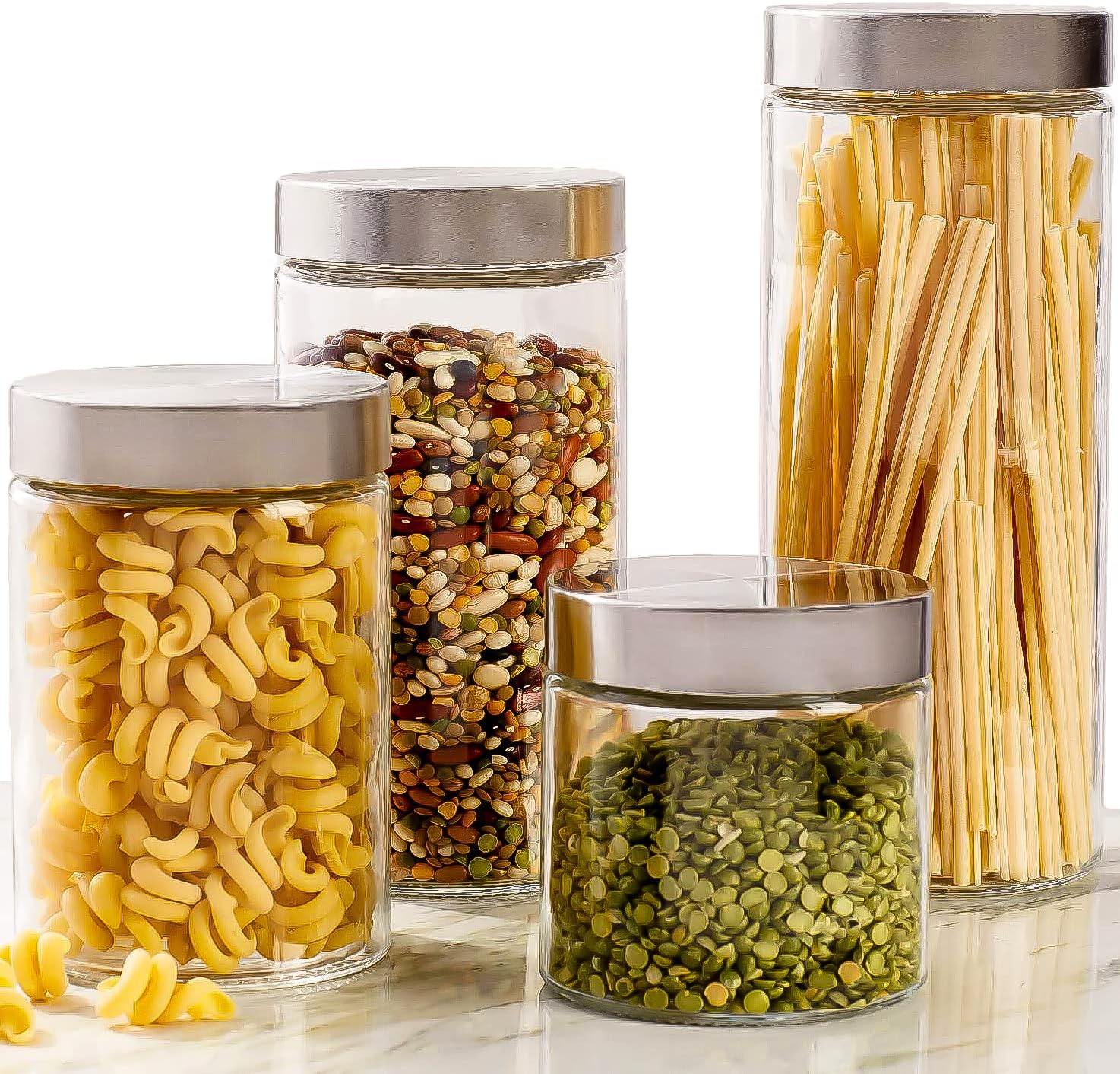 Food Storage Jars & Containers - 4pc Canister Sets for Kitchen Counter