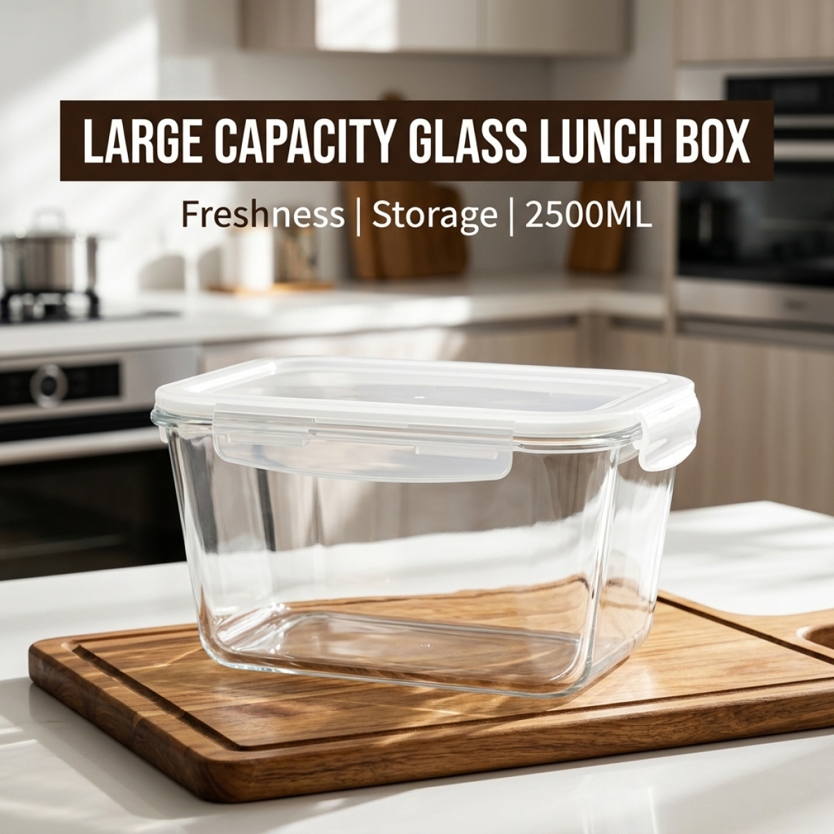 Food Storage Prep Containers - Large Capacity Borosilicate Glass Food Container,Leakproof