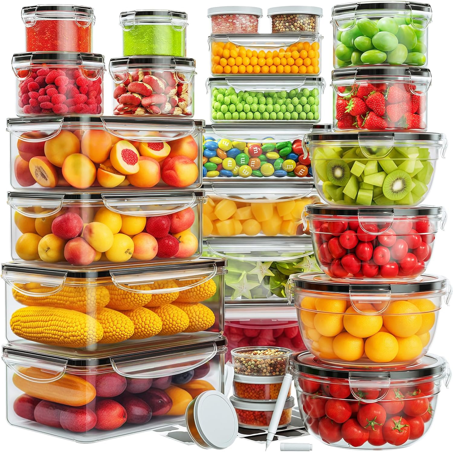 Food Storage Prep Containers - 52 PCS Food Storage Containers with