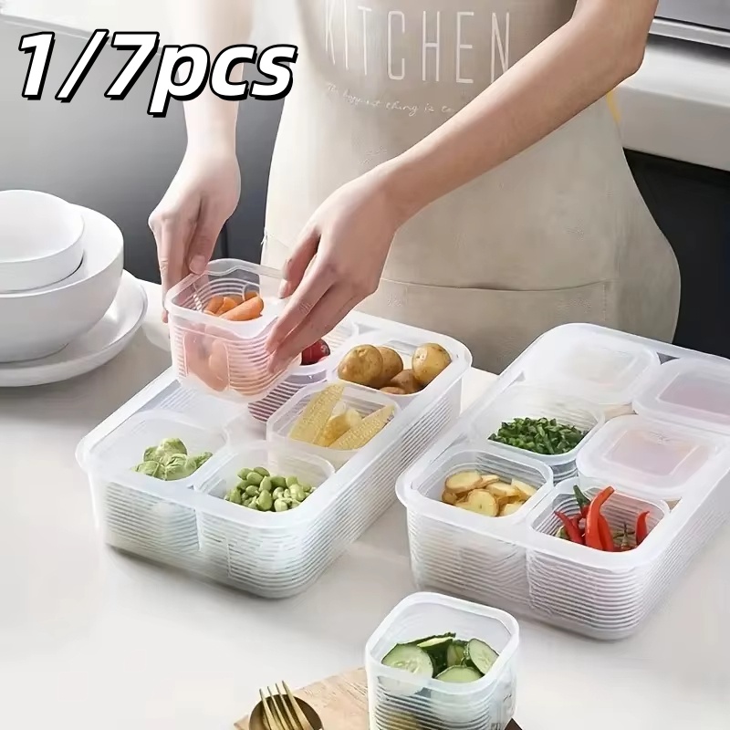 Food Storage Containers Plastic Box - 1/7pcs Food Storage Container 6 Grids