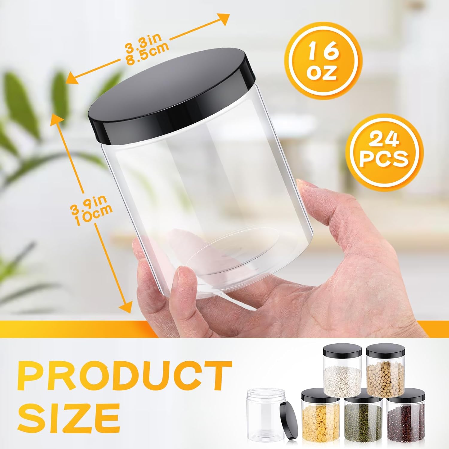 24 Pcs 16oz Plastic Jars with  – обзор и цена Food Storage Jars & Containers