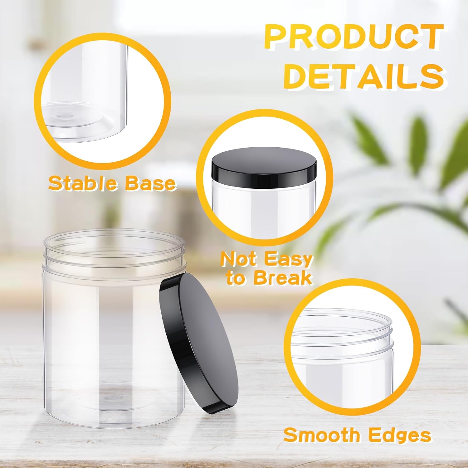 24 Pcs 16oz Plastic Jars with  – обзор и цена Food Storage Jars & Containers