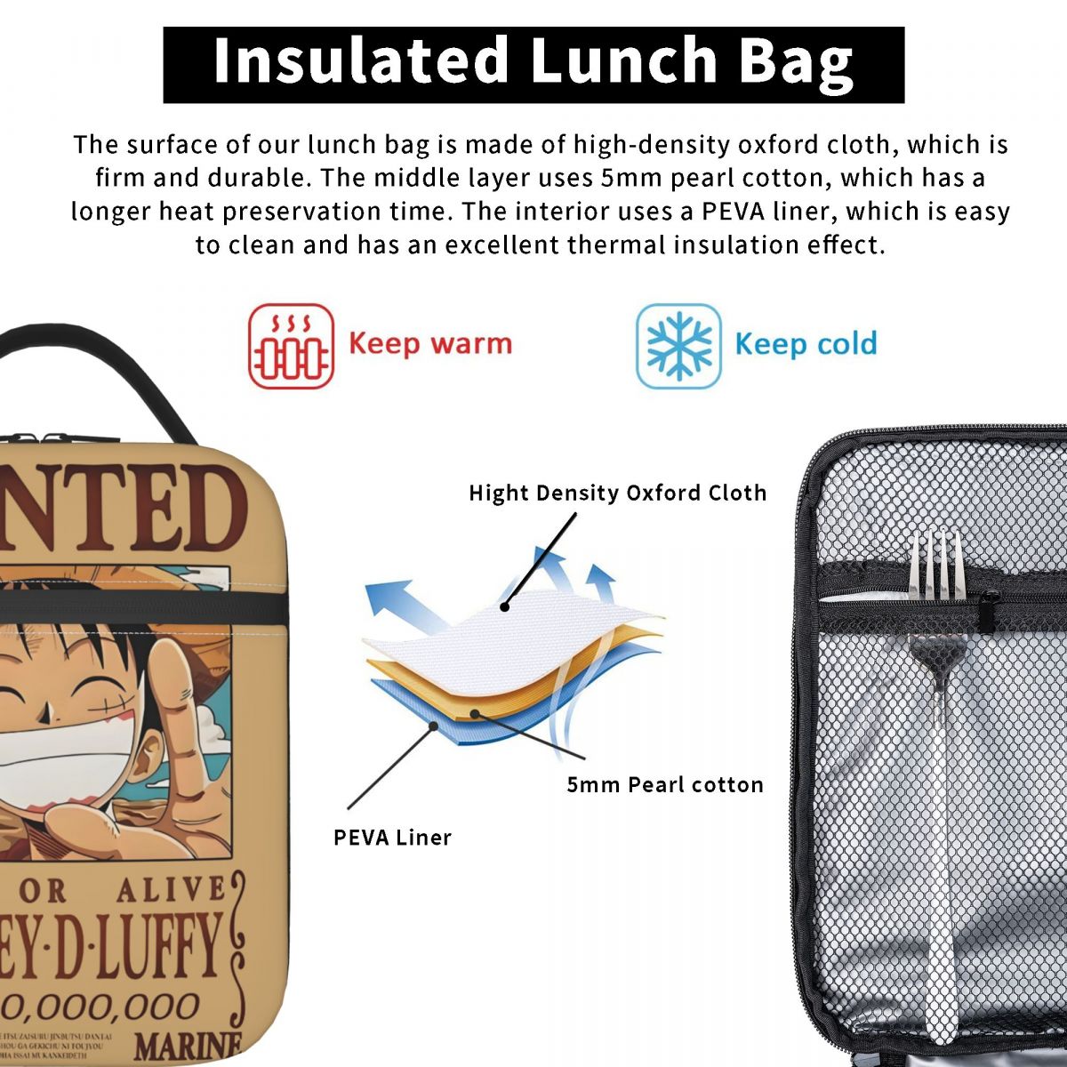 Custom Cartoon L-Luffy Wanted  – обзор и цена Food Storage Bag Organizer