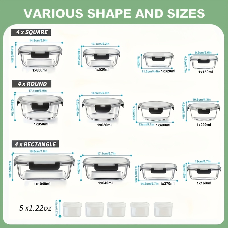 17pcs Glass Food Storage Conta – обзор и цена Food Storage Prep Containers