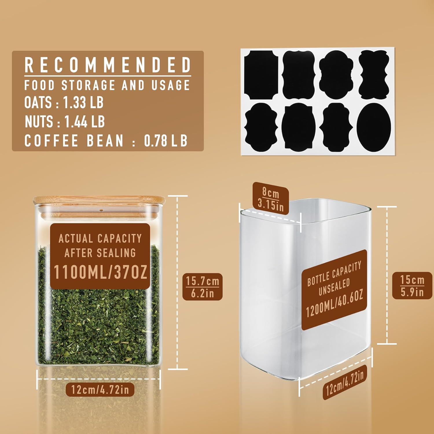 37oz Rectangle Airtight Glass  – обзор и цена Food Storage Jars & Containers