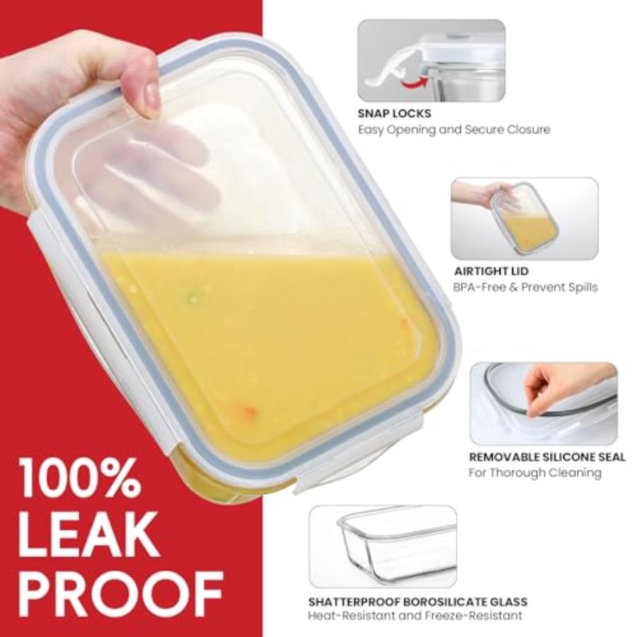 4 Pack 8 Cups/ 63oz Large Glas – обзор и цена Food Storage Prep Containers