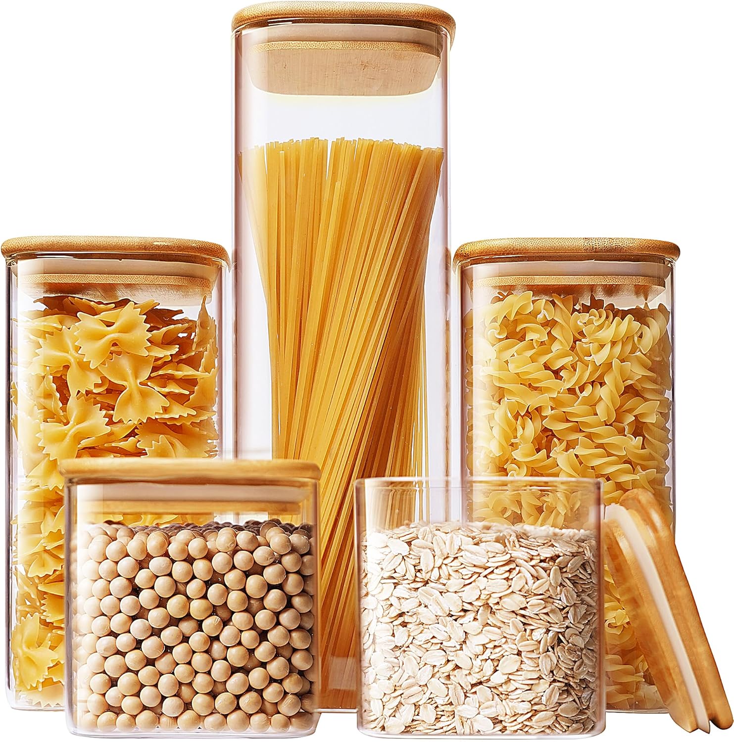 Square Glass Jars with Bamboo  – обзор и цена Food Storage Jars & Containers
