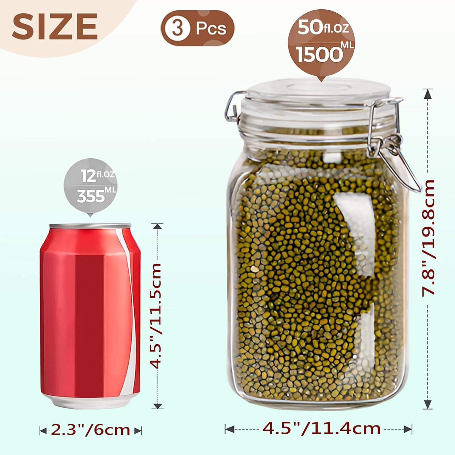Clear Food Storage Jars 50oz S – обзор и цена Food Storage Jars & Containers