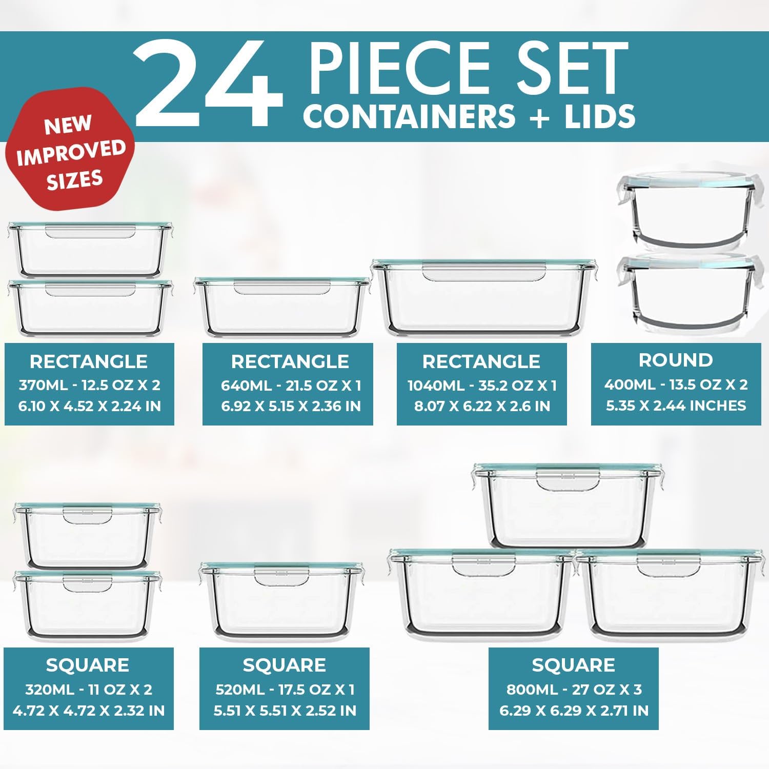 24 Pc Airtight Glass Food Stor – обзор и цена Food Storage Prep Containers