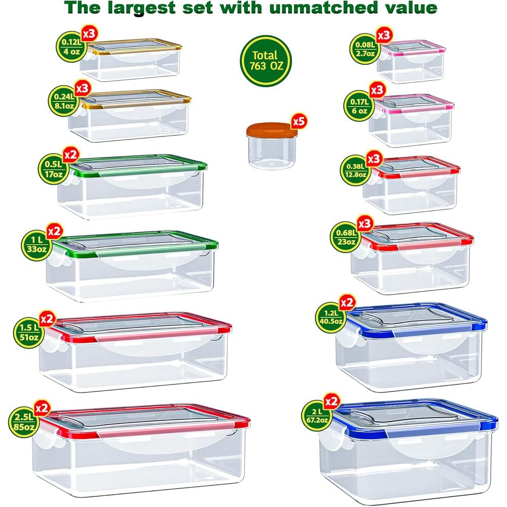 70 Pcs Large Food Storage Cont – обзор и цена Food Storage Containers Plastic Box
